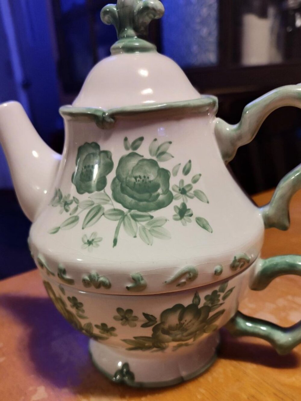 porcelain teapot-on-cup set SHIPS FREE